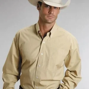 Mens C2 End On End LS Button Shirt L Gold
