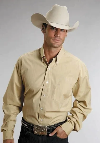 Mens C2 End On End LS Button Shirt L Gold - Image 2
