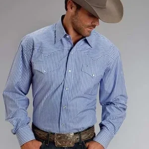 Mens Candy Stripe LS Snap Shirt