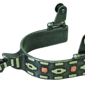 Mens German Silver Aztec Trim/Copper Dots Spur