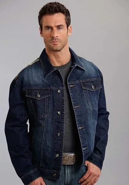 Mens Holiday Camo Canvas Denim Jacket 2XL Blue - Image 2