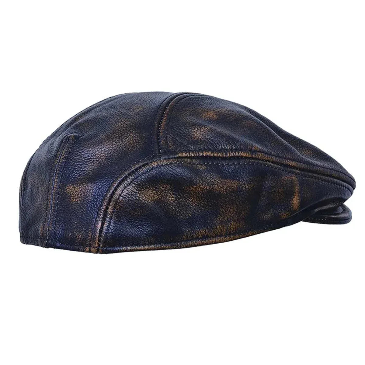 Mens Premium Leather Ascot Cap - Image 2