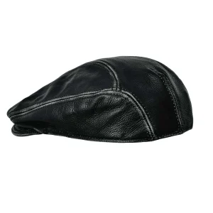 Mens Premium Leather Ascot Cap