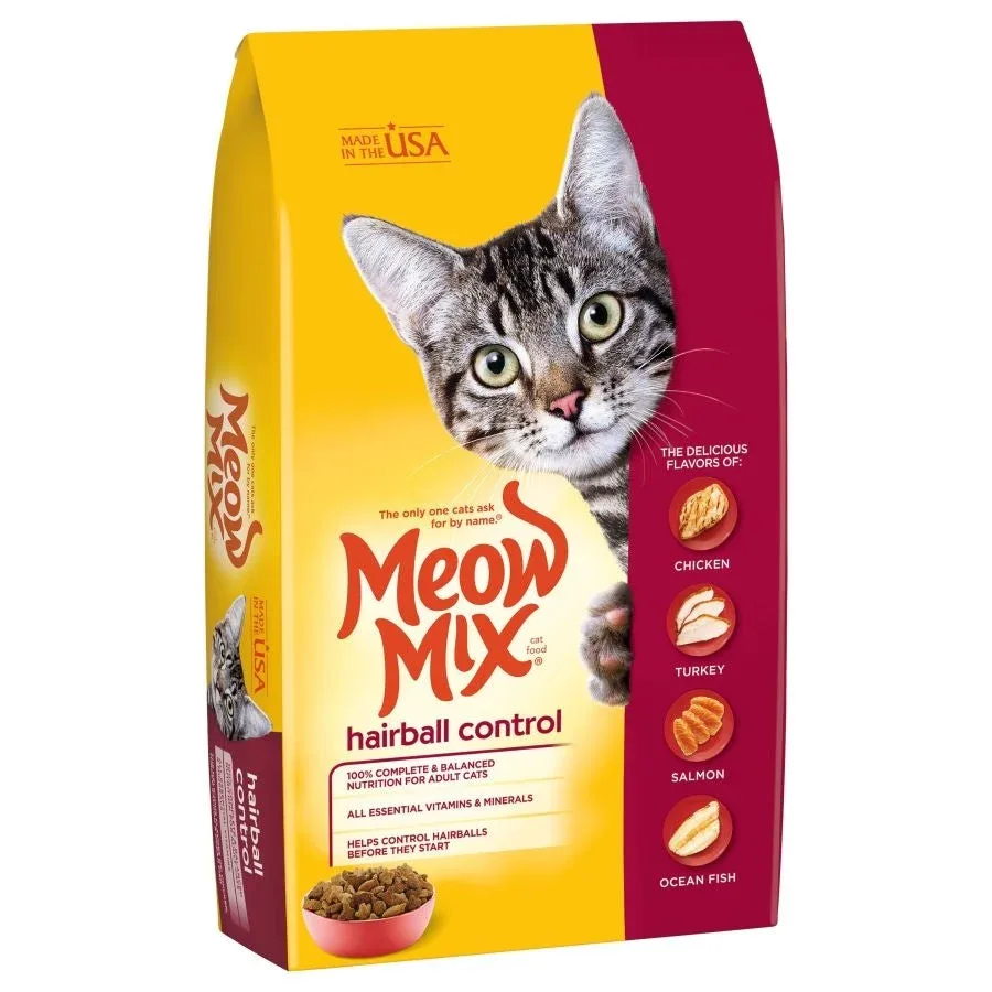 Meow Mix Hairball Control Dry Cat Food - Chicken, Turkey, Salmon & Ocean Fish, 3.15 lb