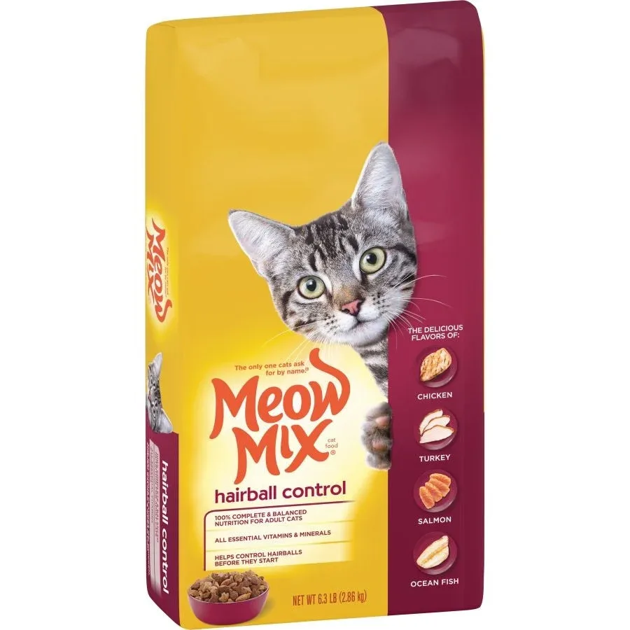 Meow Mix Hairball Control Dry Cat Food - Chicken, Turkey, Salmon & Ocean Fish, 6.3 lb