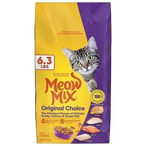 Meow Mix Original Choice Adult Ocean Fish, Chicken, Salmon and Turkey Recipe Dry Cat Food, 6.3lb