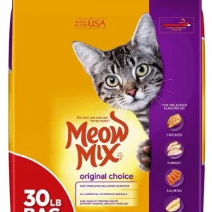 Meow-Mix Original Choice Dry Cat Food Chicken, Turkey, Salmon & Ocean Fish 30lb