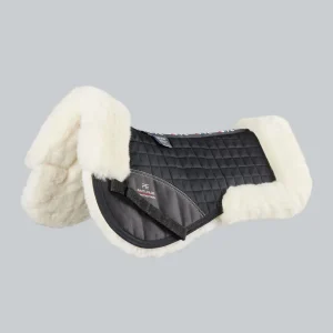 Merino Wool Saddle Pad - Half Pad Black/Natural Wool