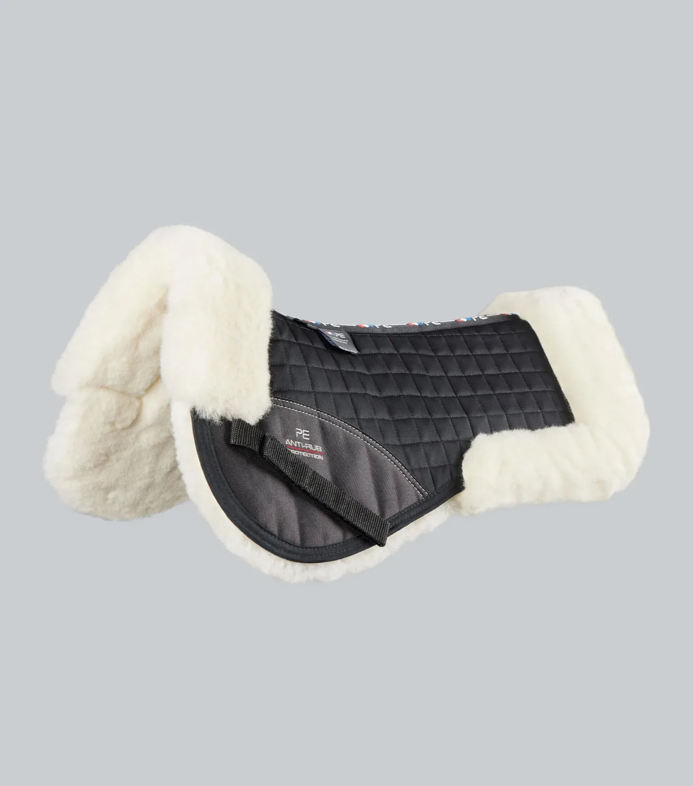 Merino Wool Saddle Pad - Half Pad Black/Natural Wool