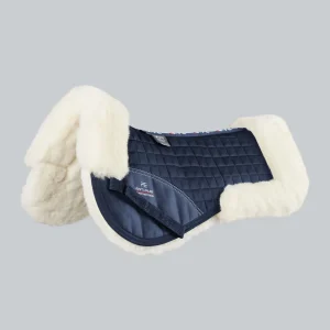 Merino Wool Saddle Pad - Half Pad Navy/Natural Wool
