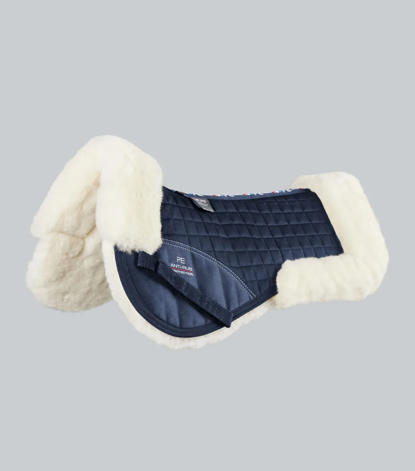 Merino Wool Saddle Pad - Half Pad Navy/Natural Wool