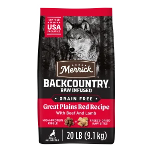 Merrick Backcountry Grain Free Dry Adult Dog Food Kibble With Freeze Dried Raw Pieces, Great Plains Red Recipe