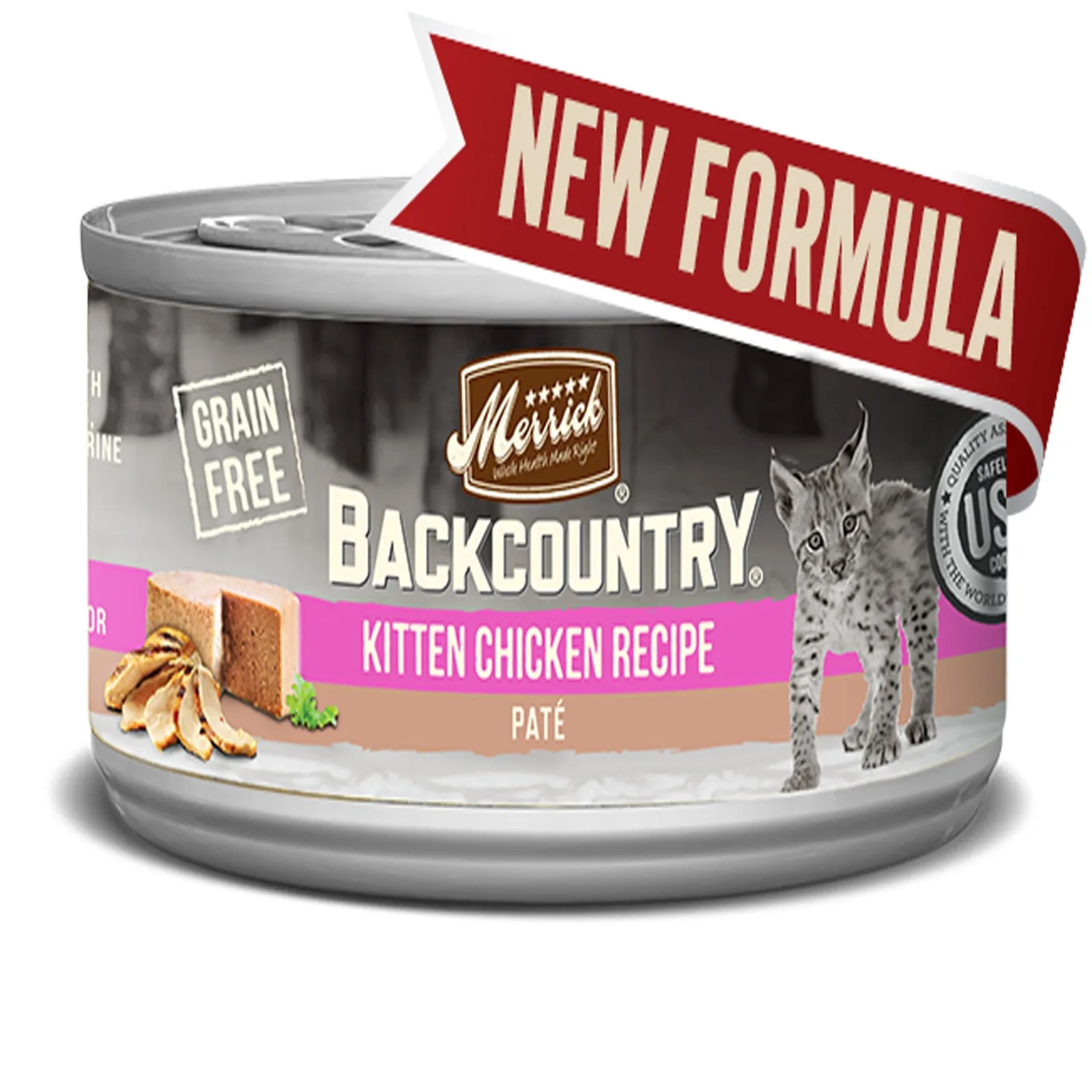 Merrick Backcountry Grain-Free Kitten Chicken Pate Wet Cat Food, 3 oz each, Case of 24
