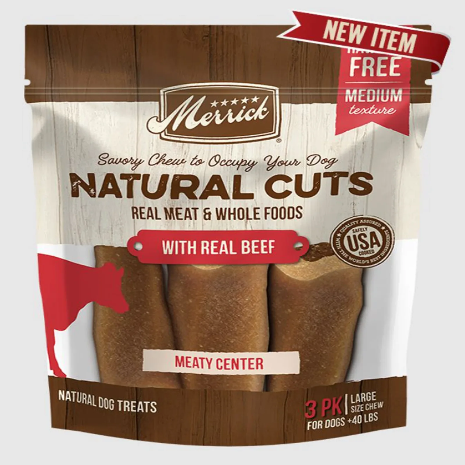 Merrick Beef Dog Chews - High Protein Rawhide-Free, Large