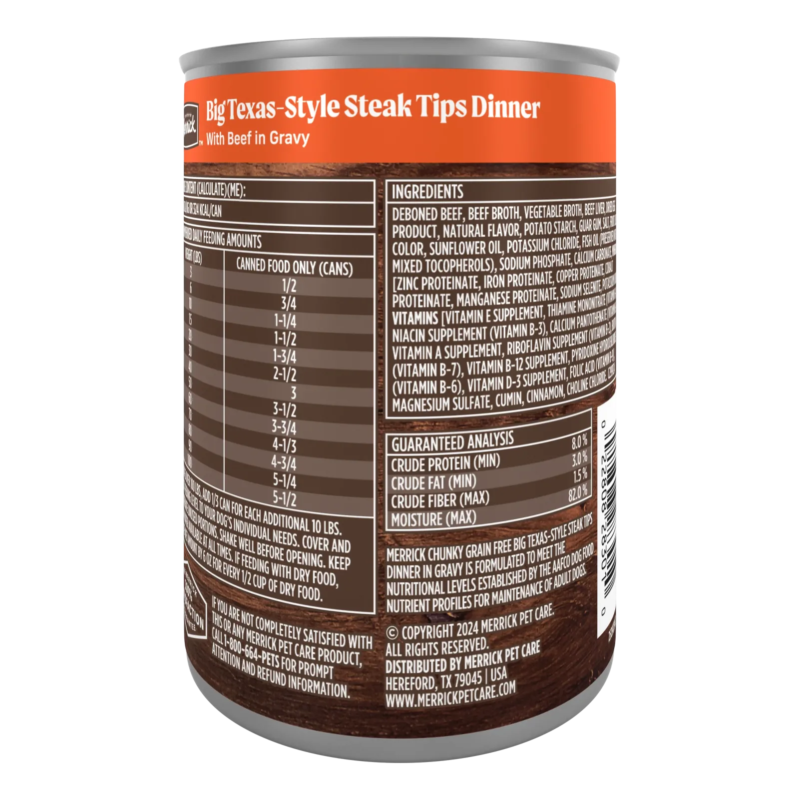 Merrick Chunky Grain Free Premium And Wholesome Canned Dog Food, Real Meat Big Texas Steak Tips Dinner - Image 2