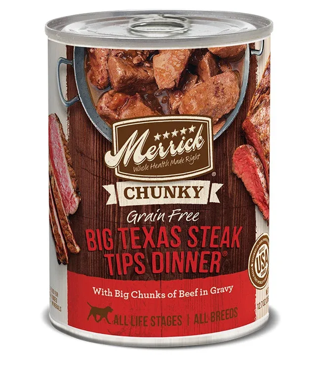 Merrick Dog Chunky Big Texas Steak, 12.7 oz each, Case of 12