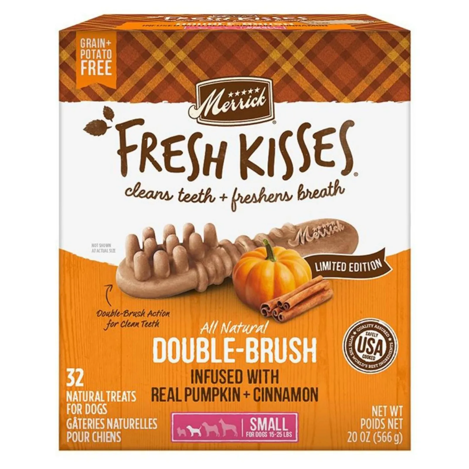 Merrick Dog Fresh Kisses Seasonal Pumpkin Cinnamon Small, 32-Count
