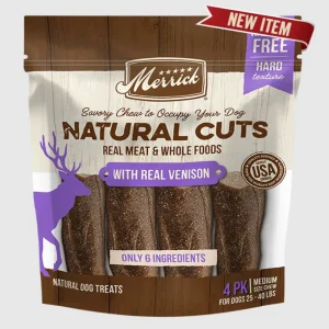Merrick Dog Natural Cut Venison Medium Dog Chew, 4-Count