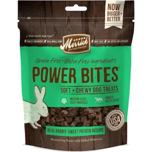 Merrick Dog Power Bites Rabbit Dog Treats, 6 oz each, Case of 6
