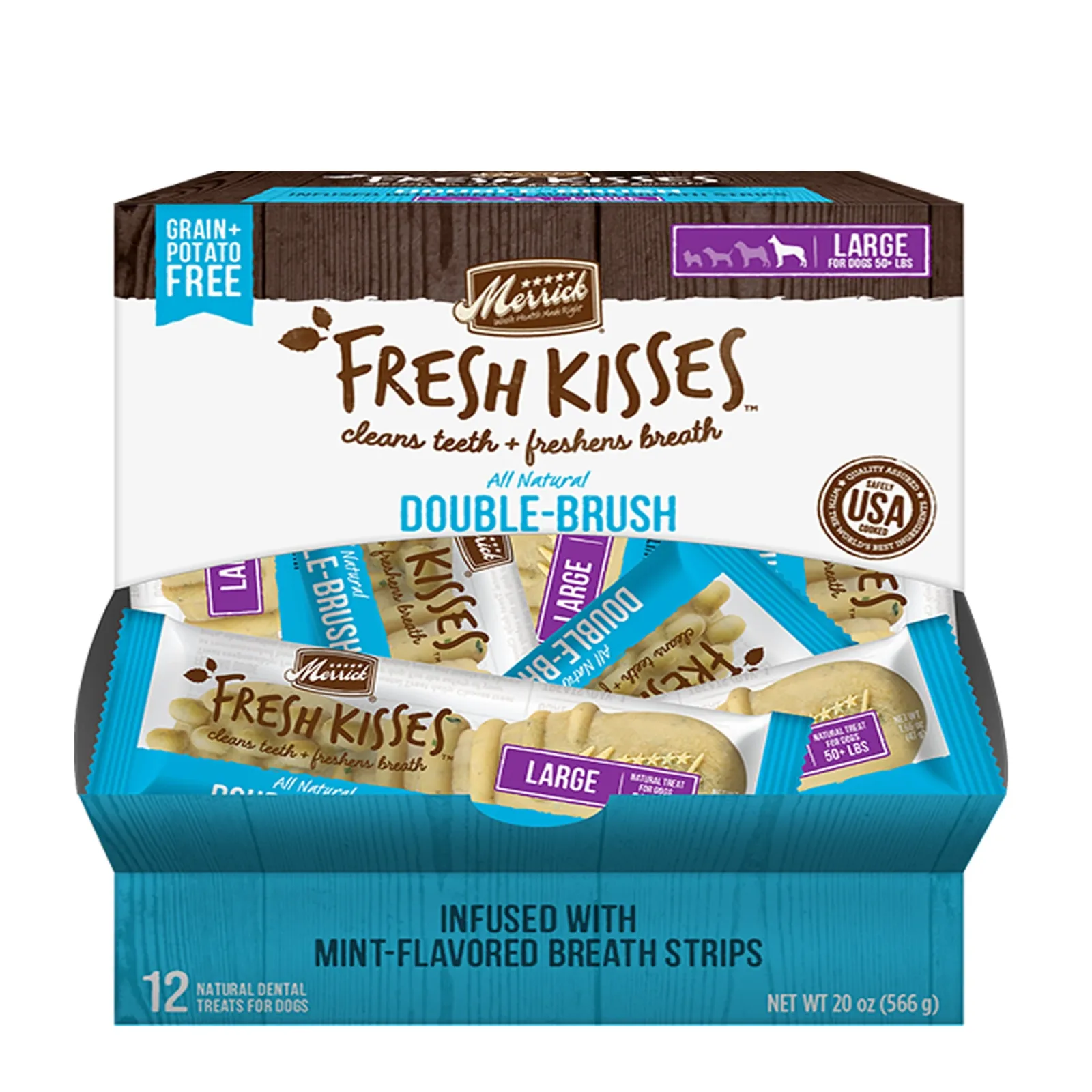 Merrick Fresh Kisses Mint Breath Strips For Large Dogs (70+ Lbs), 12-Count