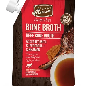Merrick Grain-Free Beef Bone Broth Dog Food Topper, 16 oz each, Case of 10