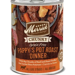 Merrick Grain-Free Chunky Pappy Pot Roast Beef Wet Dog Food, 12.7 oz each, Case of 12