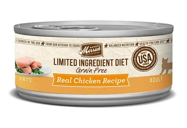 Merrick Grain-Free Limited Ingredient Diet Real Chicken Pate Wet Cat Food, 5 oz each, Case of 24