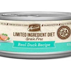 Merrick Grain-Free Limited Ingredient Diet Real Duck Pate Wet Cat Food, 5 oz each, Case of 24