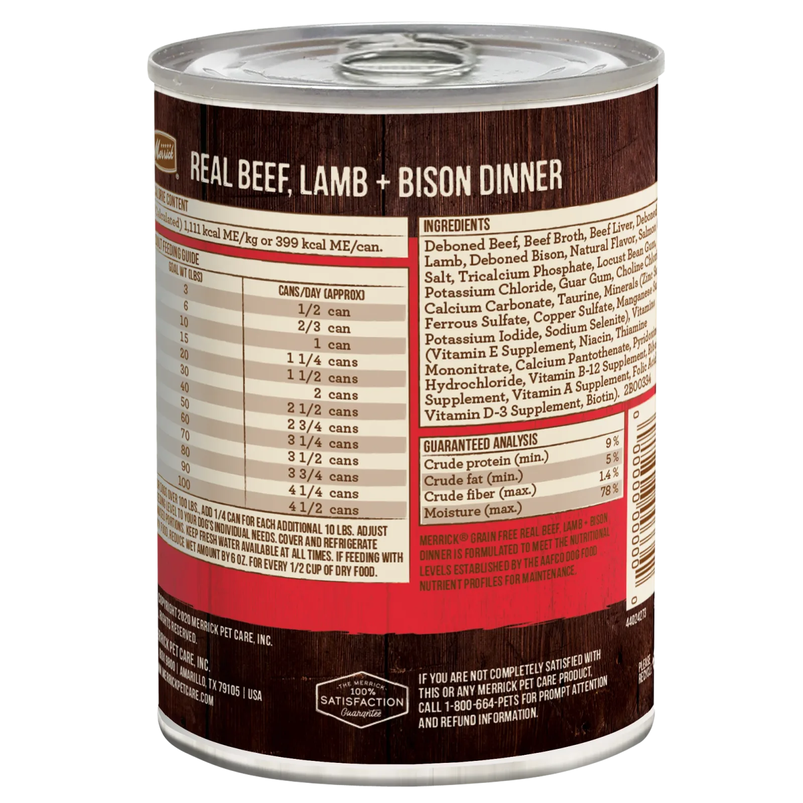 Merrick Grain Free Premium And Natural Canned Dog Food, Soft And Healthy Wet Recipe, Real Beef Lamb And Bison - Image 2