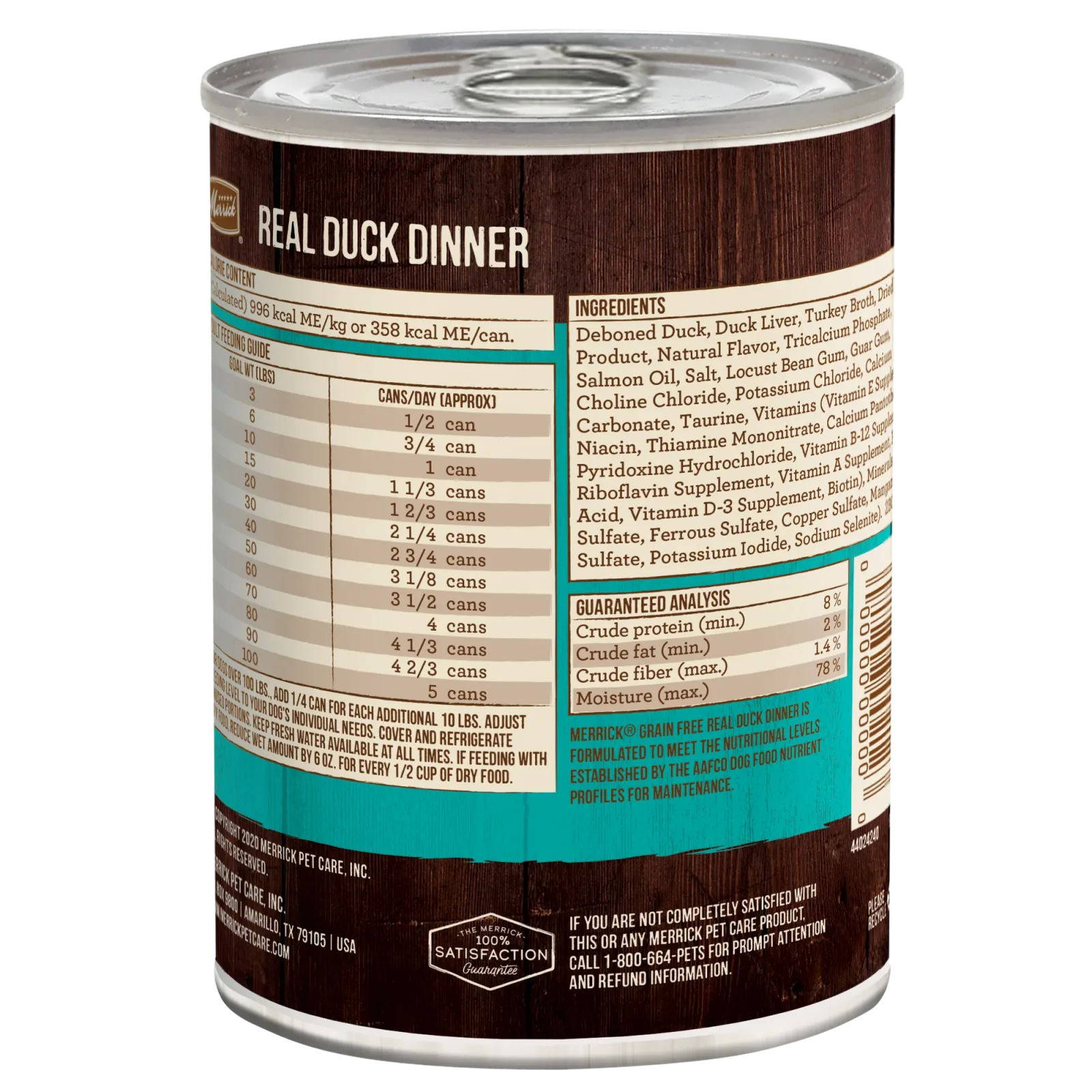 Merrick Grain Free Premium And Natural Canned Dog Food, Soft And Healthy Wet Recipe, Real Duck Dinner - Image 2