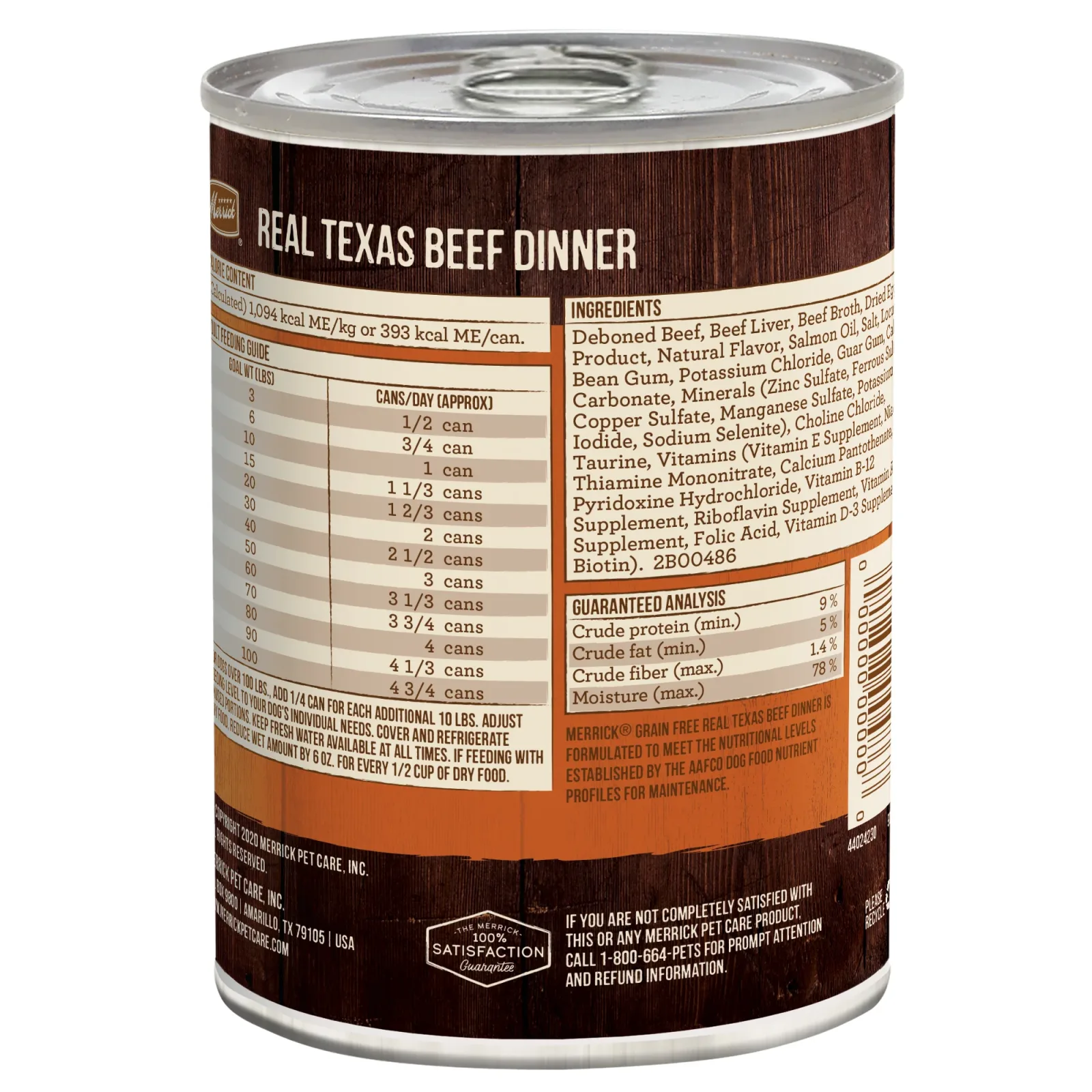 Merrick Grain Free Premium And Natural Canned Dog Food, Soft And Healthy Wet Recipe, Real Texas Beef Dinner - Image 2
