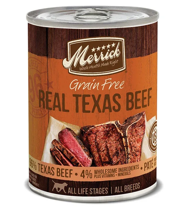 Merrick Grain-Free Real Texas Beef Canned Dog Foods, 12.7 oz each, Case of 12