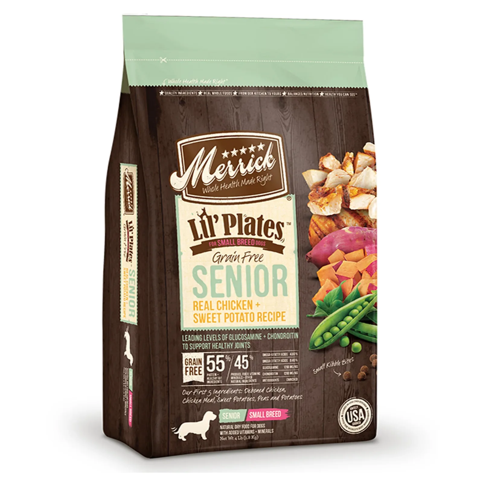 Merrick Lil Plates Grain-Free Senior Real Chicken And Sweet Potato Recipe 4 lb
