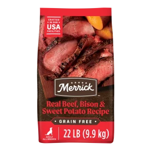 Merrick Premium Grain Free Dry Adult Dog Food, Wholesome And Natural Kibble With Beef, Bison And Sweet Potato