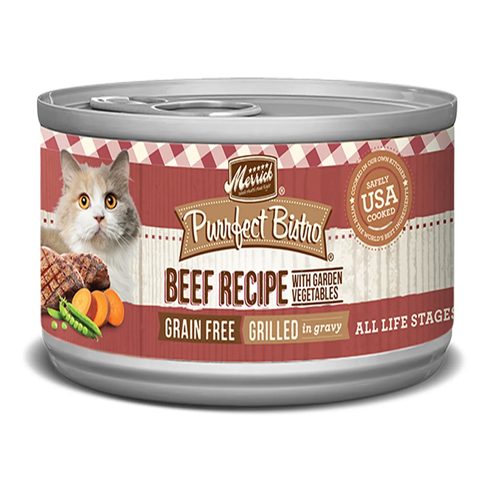 Merrick Purrfect Bistro Grain-Free Beef Pate Wet Cat Food, 5.5 oz each, Case of 24