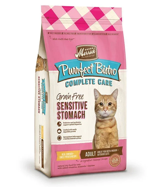 Merrick Purrfect Bistro Grain-Free Dry Cat Food - Complete Care Sensitive Stomach Recipe, 12 lb