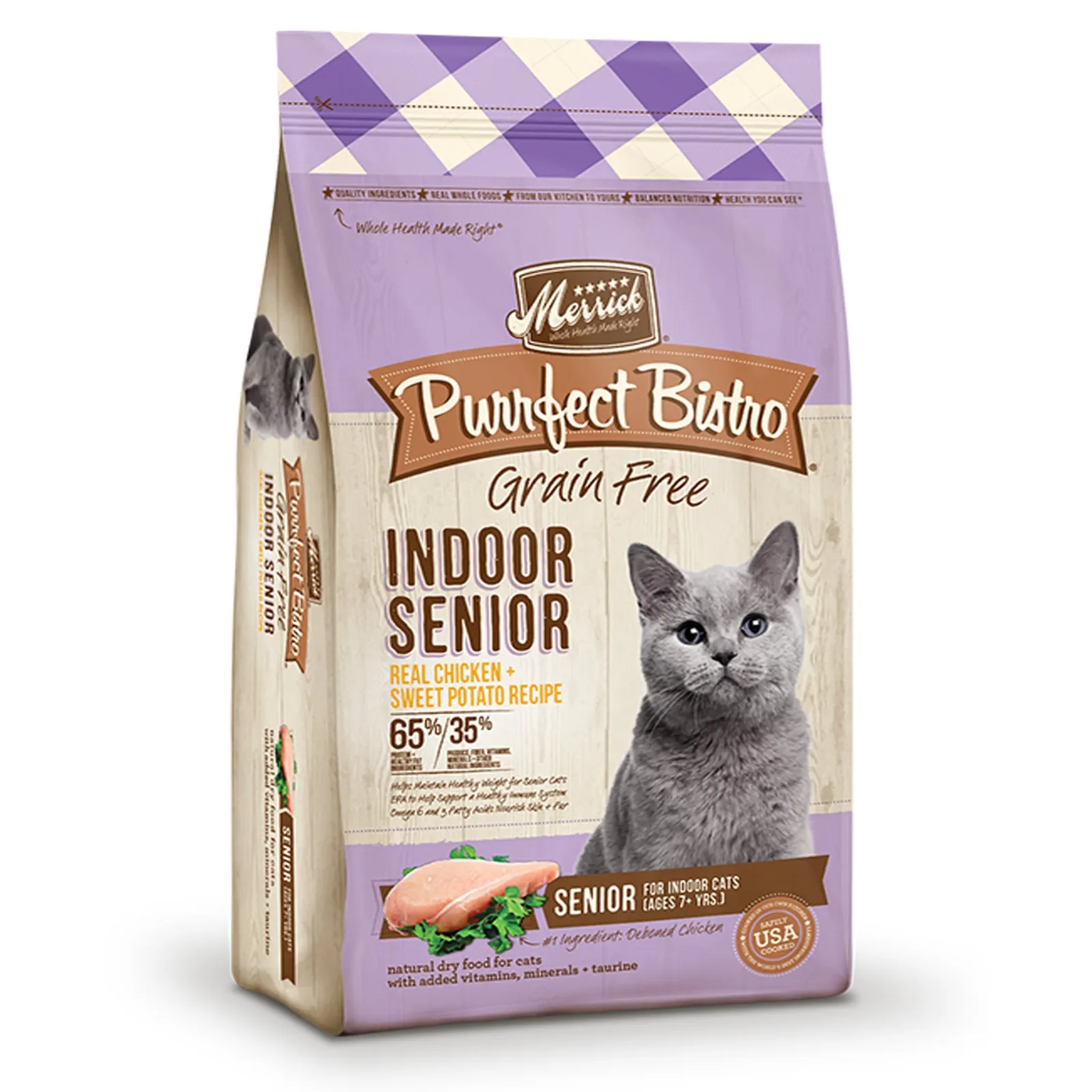 Merrick Purrfect Bistro Grain-Free Dry Cat Food - Indoor Senior Recipe, 4 lb