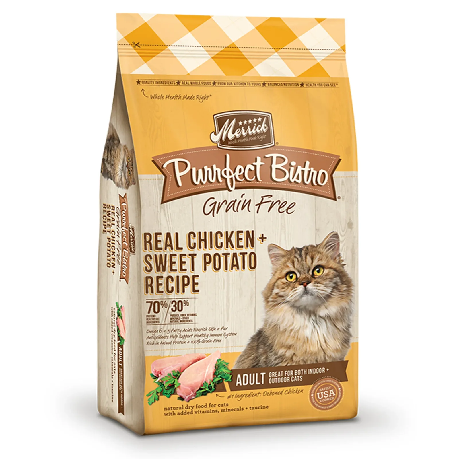 Merrick Purrfect Bistro Grain-Free Dry Cat Food - Real Chicken & Sweet Potato Recipe, 7 lb