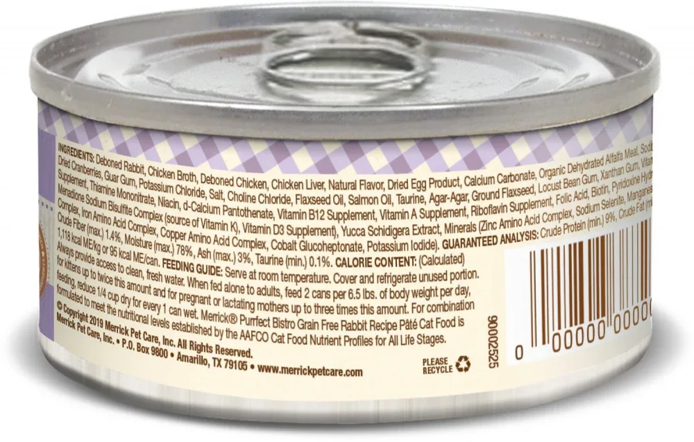 Merrick Purrfect Bistro Grain Free Rabbit Pate Canned Cat Food - Image 2