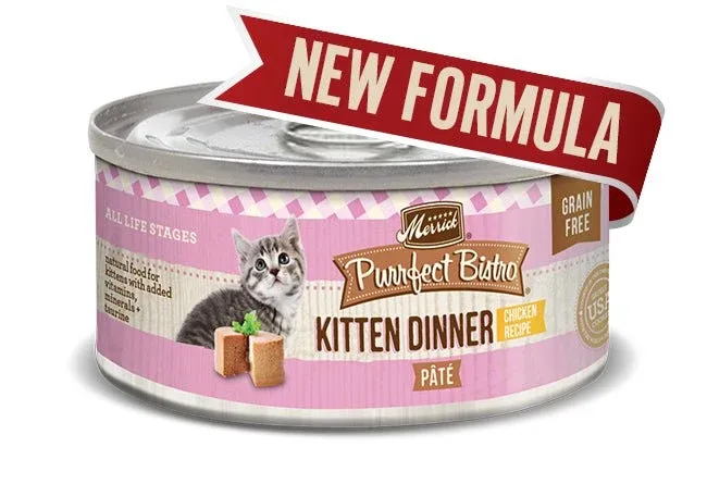 Merrick Purrfect Bistro Kitten Pate Wet Cat Food, 3 oz each, Case of 24