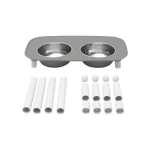 Messy Mutts Adjustable Elevated Double Dog Feeder with Stainless Steel Bowls