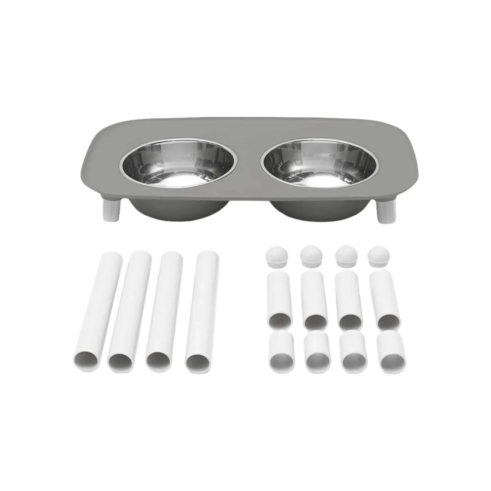 Messy Mutts Adjustable Elevated Double Dog Feeder with Stainless Steel Bowls