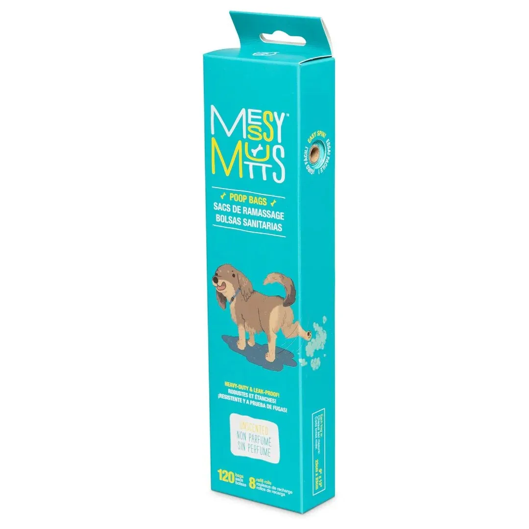 Messy Mutts Dog Advanced Biorecycle Poop Bag Teal 8 Rolls 120 ct
