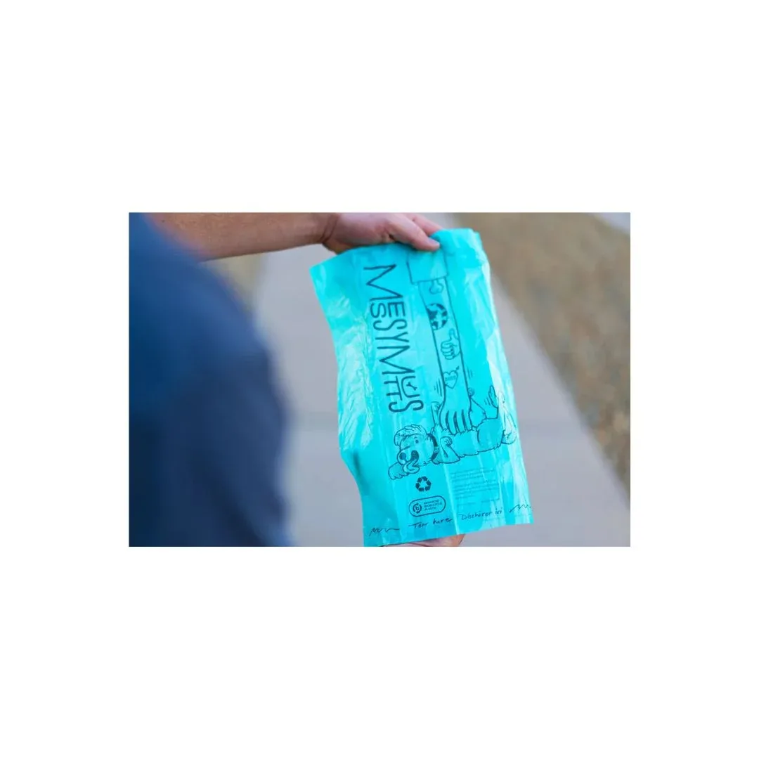 Messy Mutts Dog Advanced Biorecycle Poop Bag Teal Individual Refill Rolls, 24 ct - Image 2