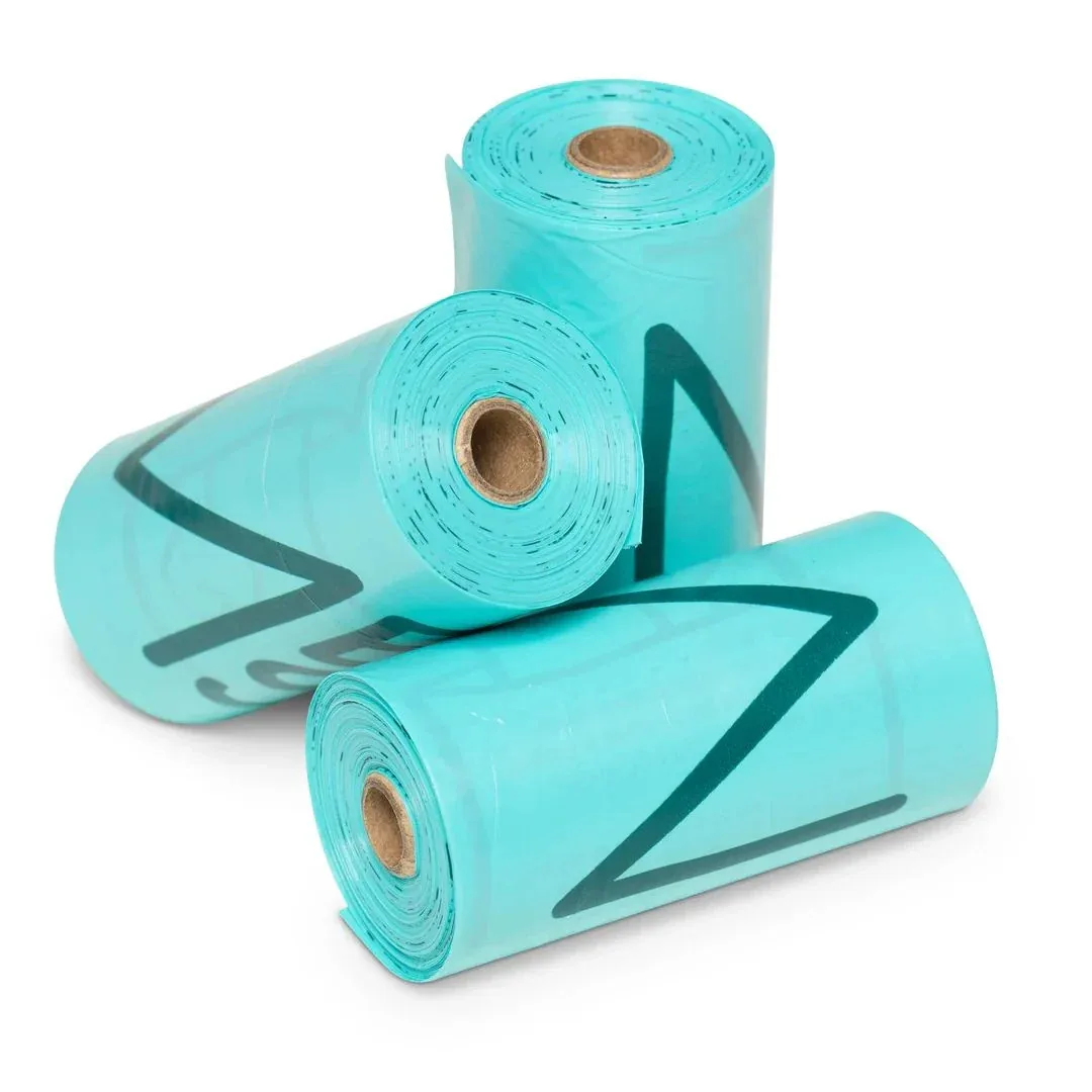 Messy Mutts Dog Advanced Biorecycle Poop Bag Teal Individual Refill Rolls, 24 ct