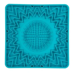 Messy Mutts Dog Cat Framed Silicone Interactive Licking Bowl Mat, 10 in x 10 in Blue