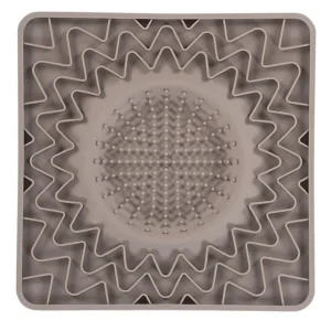 Messy Mutts Dog Cat Framed Silicone Interactive Licking Bowl Mat, 10 in x 10 in Grey