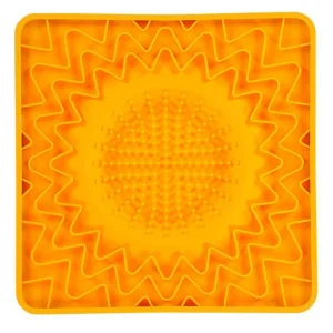 Messy Mutts Dog Cat Framed Silicone Interactive Licking Bowl Mat, 10 in x 10 in Orange