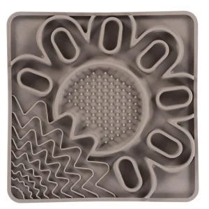 Messy Mutts Dog Cat Framed Silicone Interactive Multi Surface Mat, 10 in x 10 in Grey