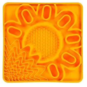 Messy Mutts Dog Cat Framed Silicone Interactive Multi Surface Mat, 10 in x 10 in Orange